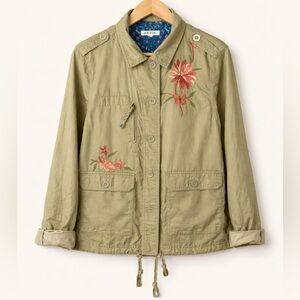 Canvas Dark Floral embroidered Chore Jacket with Utility Pockets Orvis Large